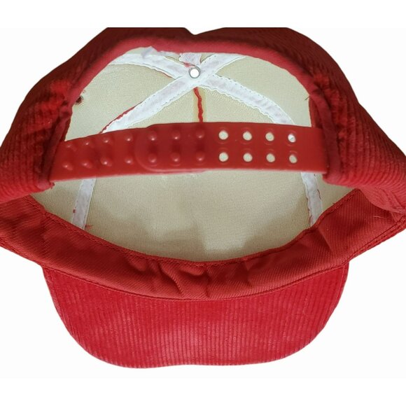 Vintage San Sun Red Corduroy Hat Snapback Baseball Cap Heavyweight Blank Trucker - Picture 8 of 11